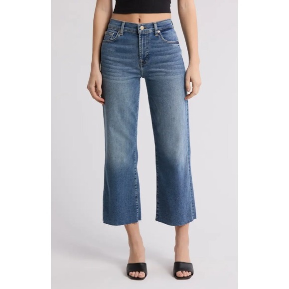 7 For All Mankind® (Women's 29) Alexa™ Cut Hem Cropped Jeans in Sapphire - $178